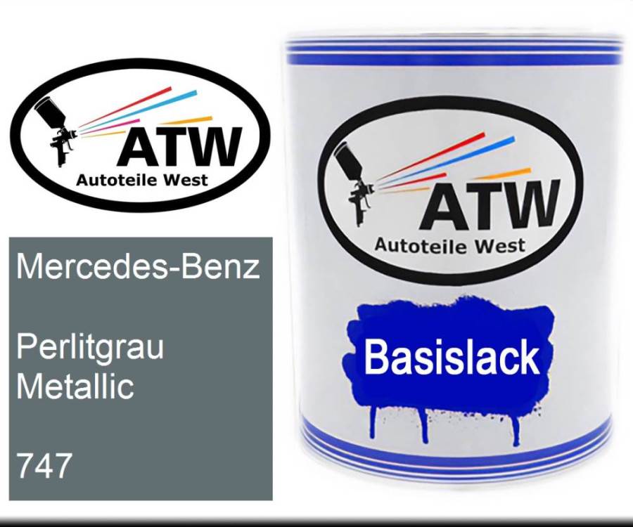 Mercedes-Benz, Perlitgrau Metallic, 747: 1L Lackdose, von ATW Autoteile West.